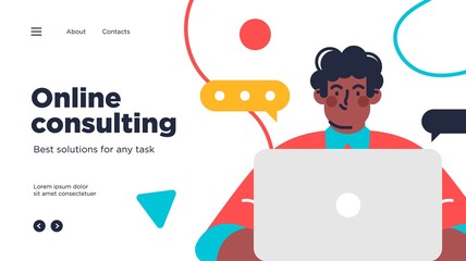 Wall Mural - professionals customer support service. landing page template design. modern flat design concept of 