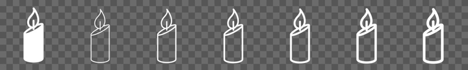 Wall Mural - candle icon set white | candles vector illustration set | candle birthday icons | isolated transpare