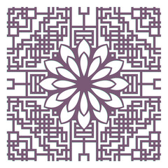 Sticker - Laser cutting interior panel. Art Deco vector design. Plywood lasercut square tile with flower. Square seamless patterns for printing, engraving, paper cut. Stencil lattice ornament. Decal. Fence.