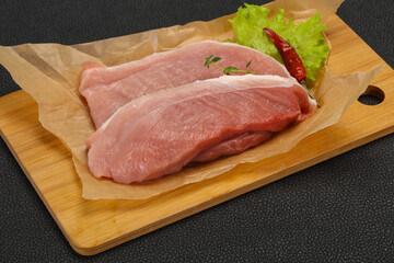 Juicy raw pork steak meat