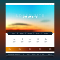 Wall Mural - website design template for your business with sunset sky image background - dusk, clouds, sun, sunl