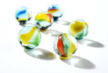 Colorful Marbles On White Background