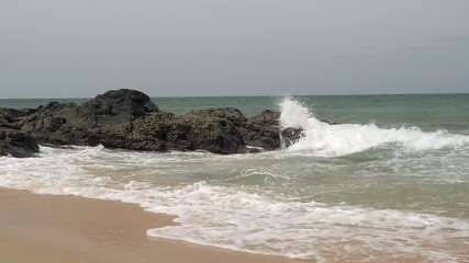 Canvas Print - Slow motion footage of tropical sandy beach under bright sunny day