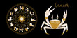 Zodiac sign Cancer. Horoscope and astrology. Full horoscope in the circle. Horoscope wheel zodiac with twelve signs vector.
