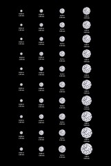 Wall Mural - diamond sizing guide portrait approximation in black background 0.01 carat to 1.00 carat