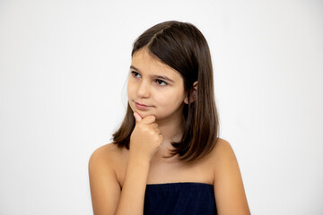 Wall Mural - Beautiful schoolgirl schoolgirl emotion happiness joy sadness surprise close-up