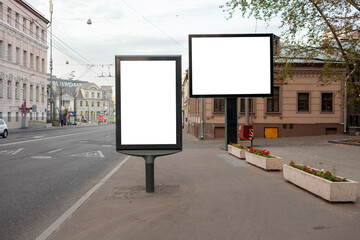 Advertising billboard stand mock up on the street.