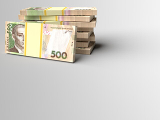 Wall Mural - Stack of ukrainian money hryvnia with blank background