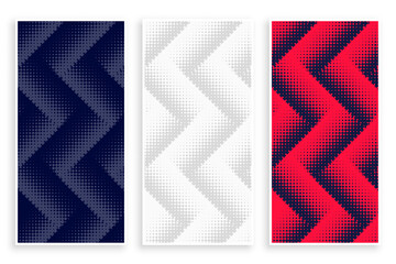 Poster - zigzag halftone banners set in white red and black color