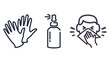 © Mykyta - Personal protection equipment icons - medical mask, latex gloves, soap, dispenser, protective glasses. Coronavirus