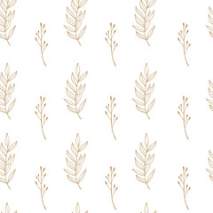 Wall Mural - seamless pattern with branch, leaves. vector