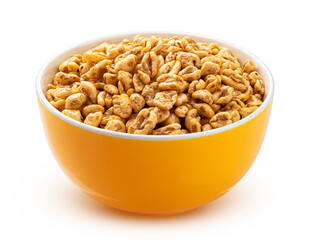Wall Mural - Puffed wheat cereal isolated on white background