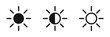 Brightness contrast icon set. Vector bright intensity symbols.