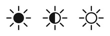 Brightness Contrast Icon Set. Vector Bright Intensity Symbols.