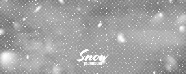 Aufkleber - Realistic falling snow with snowflakes. Winter transparent background for Christmas or New Year card. Frost storm effect. Vector illustration.