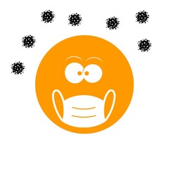 Sticker - Emoticône avec un masque chirurgicale pour se protéger des virus