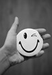 © FCEalin  - smiley face badge winking in a hand
