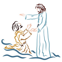 Peter Doubts And Drowns In Water, But Jesus Saves Him