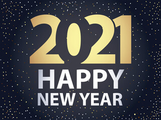 2021 happy new year golden number bright black background card