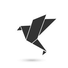 Origami Black Bird Vector Icon. Filled Flat Sign For Mobile Concept And Web Design. Bird Paper Simple Solid Icon.