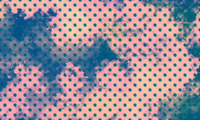 Canvas Print - abstract grunge background. polka dot background. old cracked wall with dots. blue purple pink shades