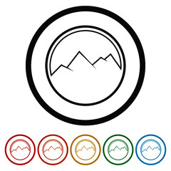 Sticker - Mountains logo design ring icon, color set