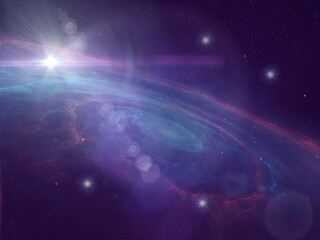 Wall Mural - universe starry sky flares bright planet cosmic blue starry sky galaxy space background template