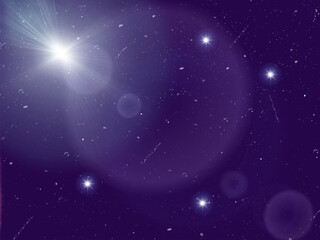 Wall Mural - universe starry sky flares bright planet cosmic blue starry sky galaxy space background template
