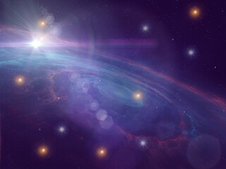 Wall Mural - universe starry sky flares bright planet cosmic blue starry sky galaxy space background template