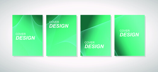 The cover design template is set with abstract waves pattern, modern gradient style, different colors on background for decoration presentations, brochures, catalogs, posters, books, 