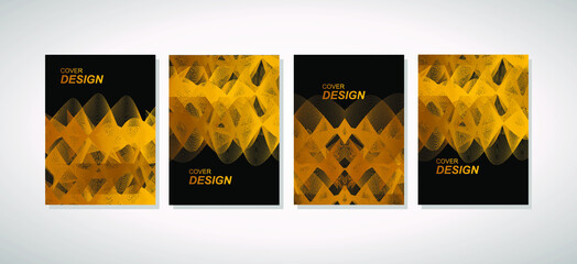 The cover design template is set with abstract waves pattern, modern gradient style, different colors on background for decoration presentations, brochures, catalogs, posters, books, 