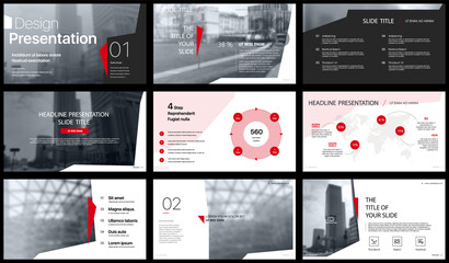 Poster - Geometric Red Presentation Element Templates. Vector infographics. For use in Presentation, Flyer and Leaflet, SEO, Marketing, Webinar Landing Page Template, Website Design, Banner.