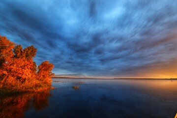 sunset over the river