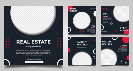 Real estate open house social media post, square banner templates. modern vector design. Vector illustration.