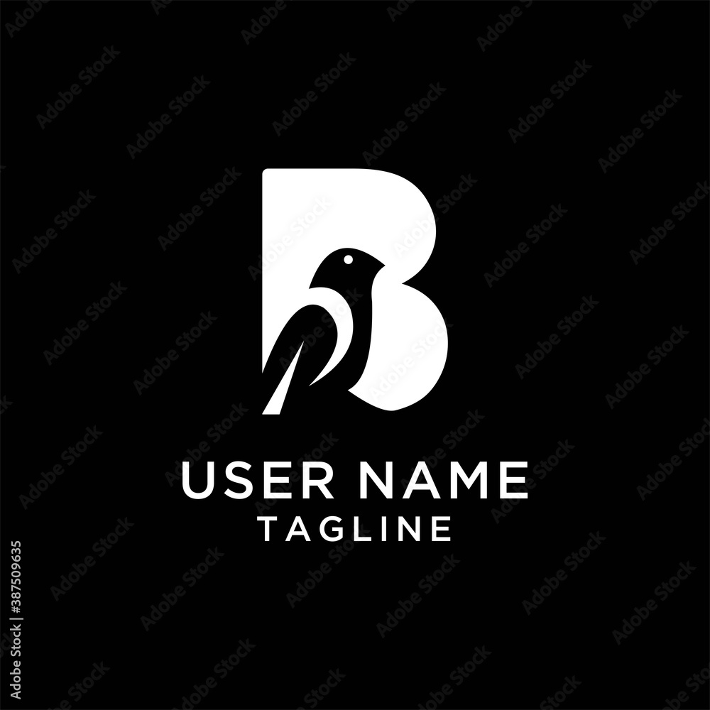 letter b bird logo design vector image , ;letter b bird logo icon ...