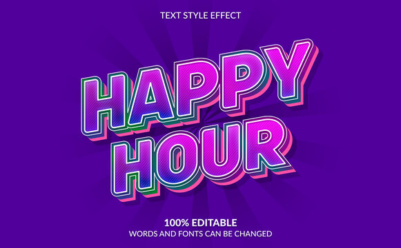 editable text effect, happy hour text style