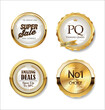 Collection of vintage retro premium quality golden badges and labels