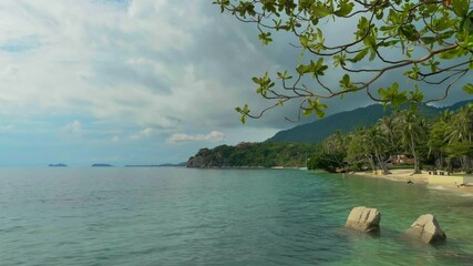 Wall Mural - Static calm video scene on the tropical beach of koh Phangan island, Haad Rin area, Thailand