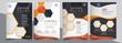 Brochure design hexagonal, cover modern layout, annual report, poster, flyer in A4 with colorful triangles	
