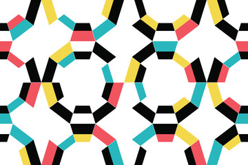 Wall Mural - seamless, abstract background pattern made with colorful trapezoid shapes forming decagons. modern, 