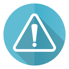 Warning, danger, caution blue vector icon, flat design illustration in eps 10