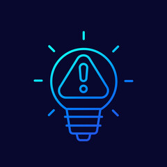 Poster - light bulb and warning line icon, vector