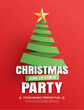 Merry christmas party invitation card tree symbol in paper art template.