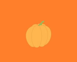 Wall Mural - Simple pumpkin drawing on orange background, vector illustration