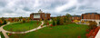 Panorama of an autumn, colorful lawn surrounded by buildings in downtown Lexington, Kentucky