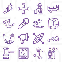 16 Pack Of Whistle  Lineal Web Icons Set
