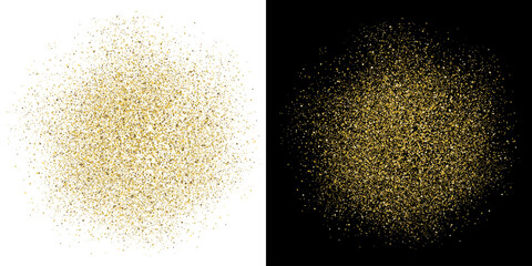 Shine gold dust on white and black background for design – vector