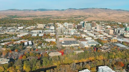 Wall Mural - Boise River follows the border of the downtown district with fall colors