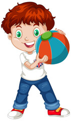 Poster - Cute boy holding color ball