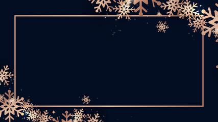 Poster - Elegant Christmas and shining gold snowflakes with rectangle frame Banner. Vector illustration